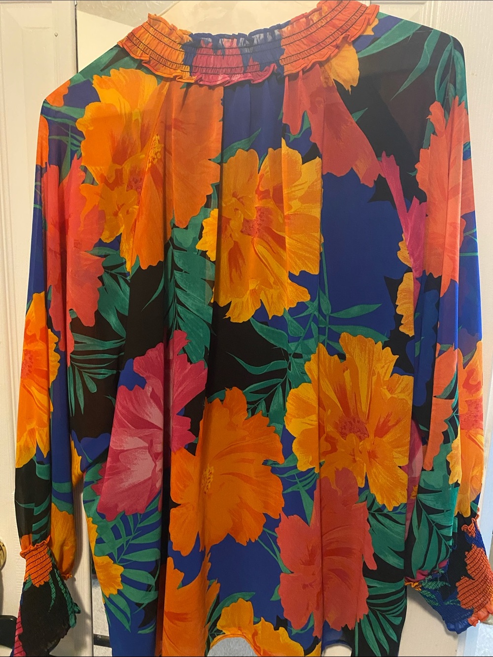 Calvin Klein Vibrant Floral Long-Sleeve Blouse -